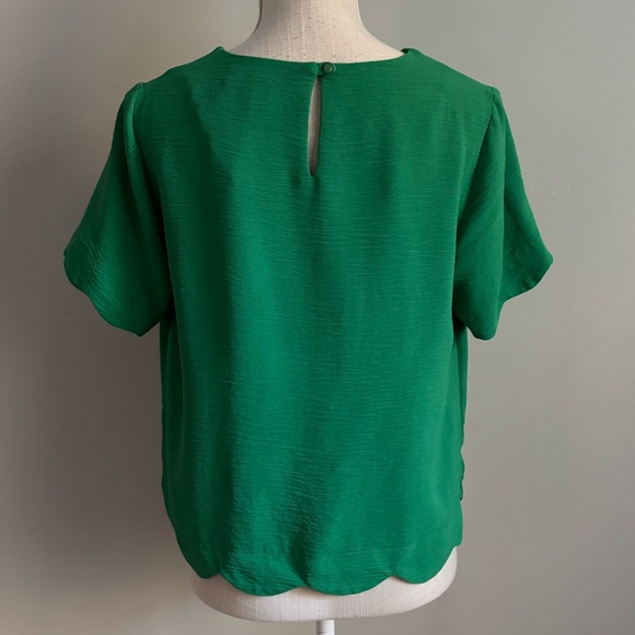 Short Sleeve Scalloped Hem Top Green - Picture 6 of 9